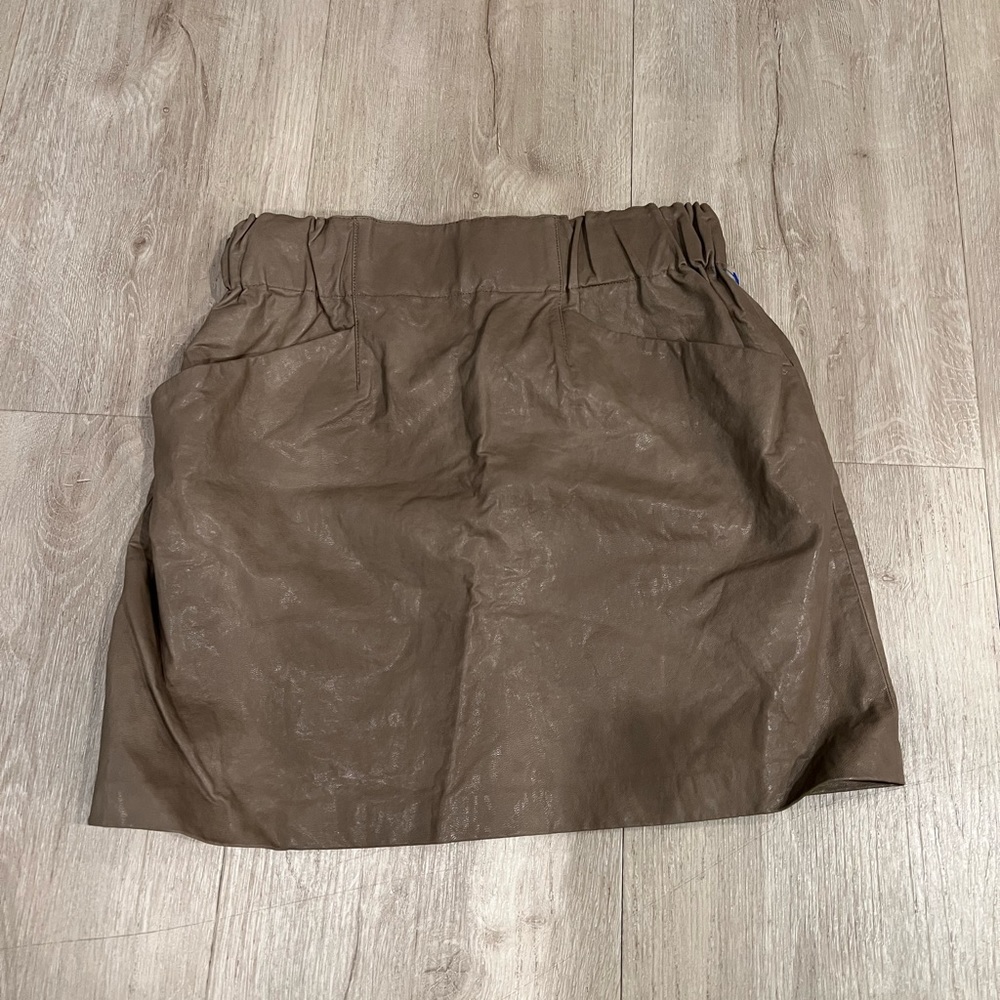Faux Leather Taupe Zara Skirt
